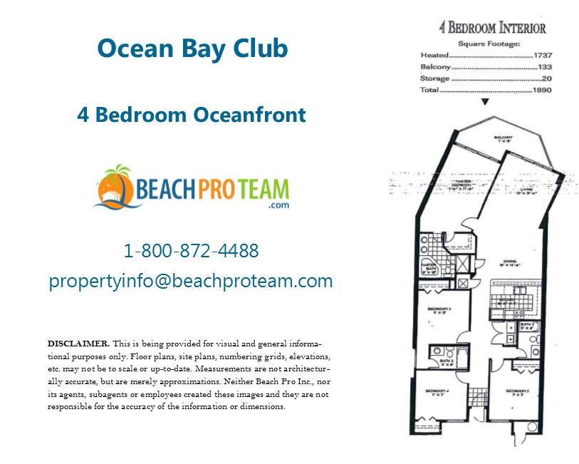 Ocean Bay Club Floor Plan - 4 Bedroom Oceanfront Interior